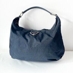 Prada Navy Nylon Hobo Bag